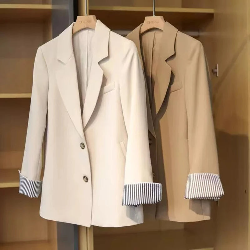 Casual Blazer for Women Korean Elegant Office Ladies Single Breasted Suit Jacket Y2K Autumn Loose Streetwear All Match Outerwear.