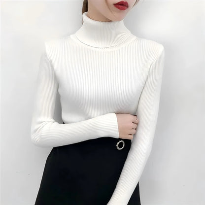 Frauen Pullover Pullover Winter Gestrickte Rollkragen Langarm Schlank Jumper Tops 2024 Damen Casual Shirts Weiche Warme Y2K Kleidung