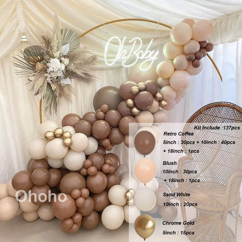Kaffeebraun Beige Ballon Girlande Bogen Kit Oh Babyparty Dekoration Rustikale Hochzeit Kindergeburtstag Party Taufe Taufe