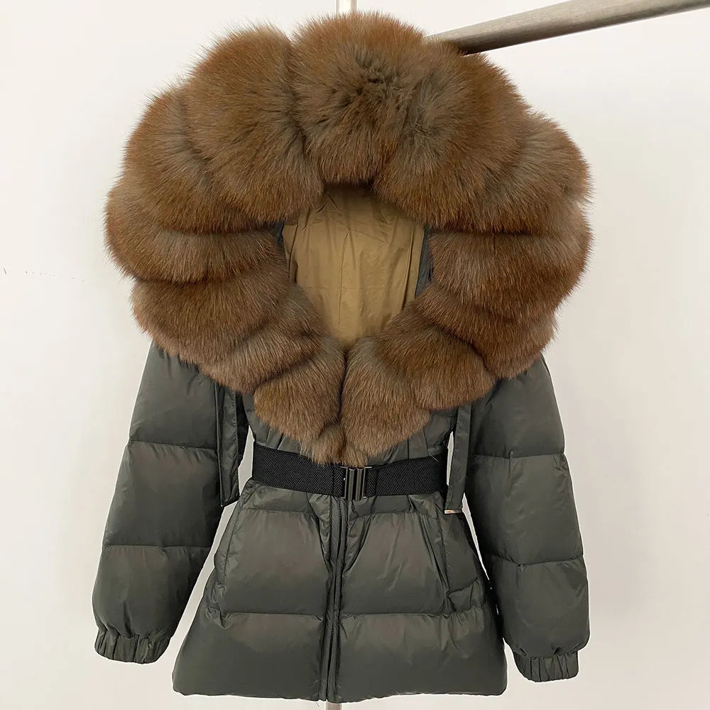 OFTBUY 2025 Winter Kleidung Puffer Jacke Frauen Echt Fox Pelz Mit Kapuze Dicke Warme 90% Weiße Ente Unten Mantel Weibliche Parkas wasserdicht