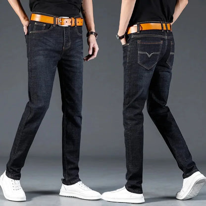 New 2025 Men's Slim Fit Casual Jeans Thin Straight Leg Summer Elastic Comfortable Long Trousers Versatile Style for All Occasion