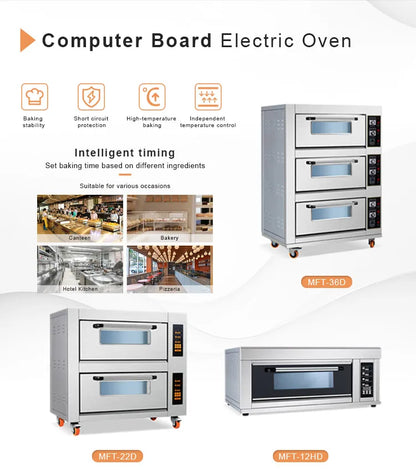 3 Decks 6 Trays Electrical Gas Pie Baking Oven Pizza Oven Complete Bakery Snack Production Line Baguette Bakery Equipment.