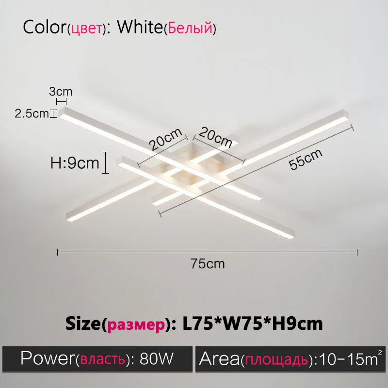 Schwarz Kronleuchter quadratische Schlafzimmer Lampen Wohnzimmer Lampe LED Deckenleuchte Nordic minimalistische kreative LED Deckenleuchte Streifen Lichter