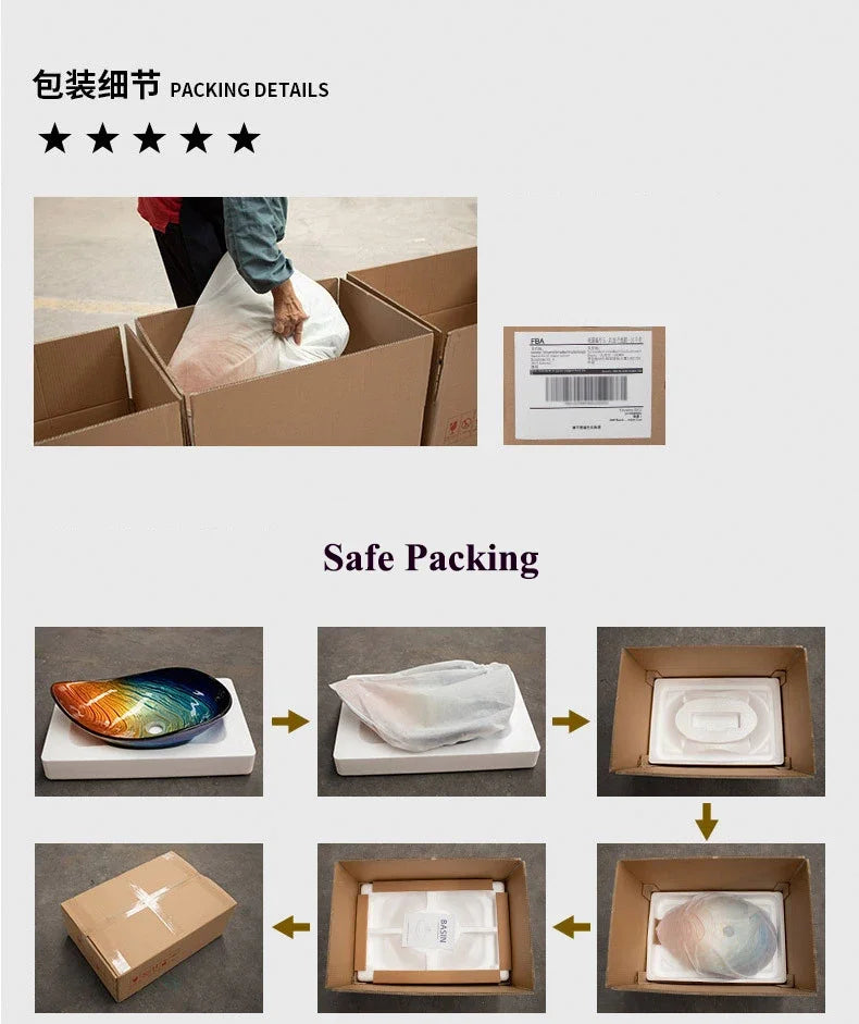 Farbiges, transparentes Badezimmerwaschbecken aus gehärtetem Glas, Hotel, modernes Aufsatzwaschbecken, Waschbecken mit Wasserfall-Wasserhahn, 49 x 35 x 13 cm