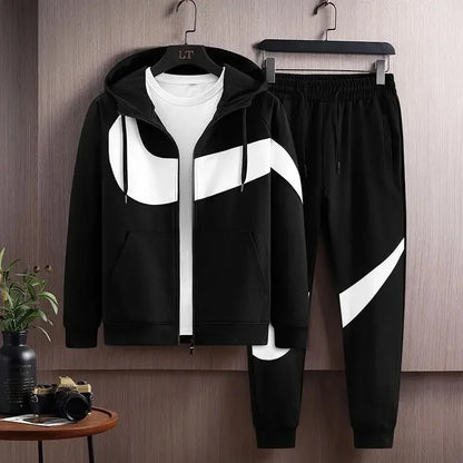 Autumn Winter Loose Hooded Long Sleeve Zipper Jacket Pants Trendy Set Men's Clothing New Hot Sale Of The Season Style Casual Out