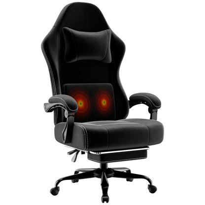 Ergonomischer elektronischer Gaming-Stuhl mit Massagefunktion, verstellbarer Lordosenstütze und Fußpedalen, Computer aus atmungsaktivem Stoff