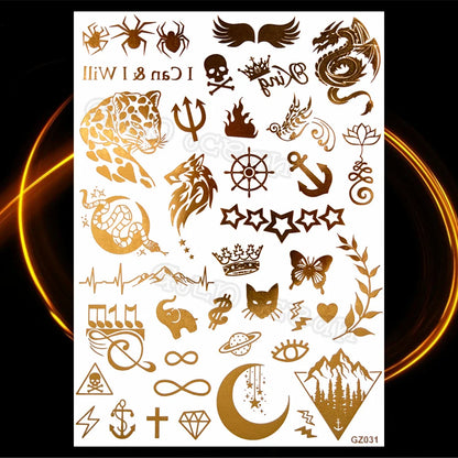 1PC Summer Style Men Women Body Art Gold Metallic Tattoo Sticker HYS-101 Chain Bracelet Fake Jewelry Waterproof Temporary Tattoo