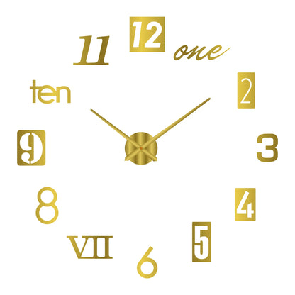 2D/3D Große Römische Ziffer Acryl Spiegel Wanduhr Aufkleber Mode DIY Quarz Uhren Uhr Hause Dekoration Wohnzimmer Aufkleber