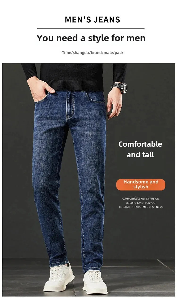 Lee Dex Jeans Men's Autumn/winter New Loose-fit Straight-leg Versatile Mid-age Men's Wear Business Casual Long Pants.