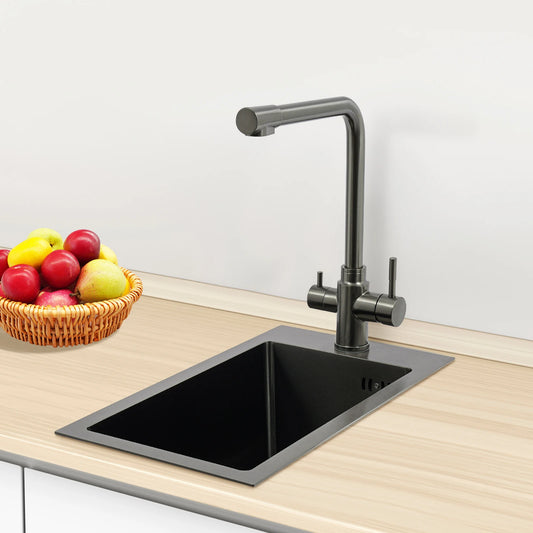 Edelstahlspüle, Küchenspüle, kleine Küchenspüle, Mini-Spüle mit Wasserhahn und Abfluss, 50 x 28 cm