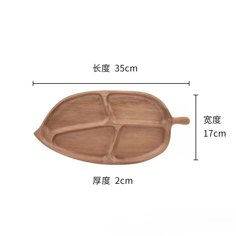 Wooden Leaf Shaped Fish Shaped Nut Tray Divided Plate Fruit Bread Pastry Tray Japanese Tableware.