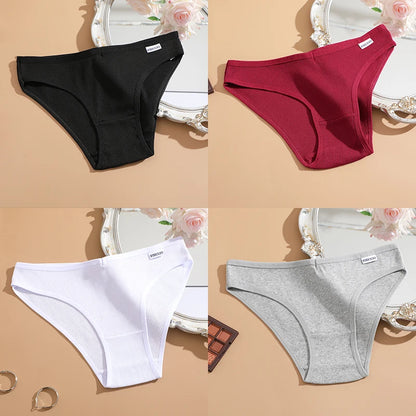 FINETOO 4Pcs/Set M-4XL Cotton Panties Female Underpants Sexy Panties for Women Briefs Underwear Plus Size Pantys Lingerie