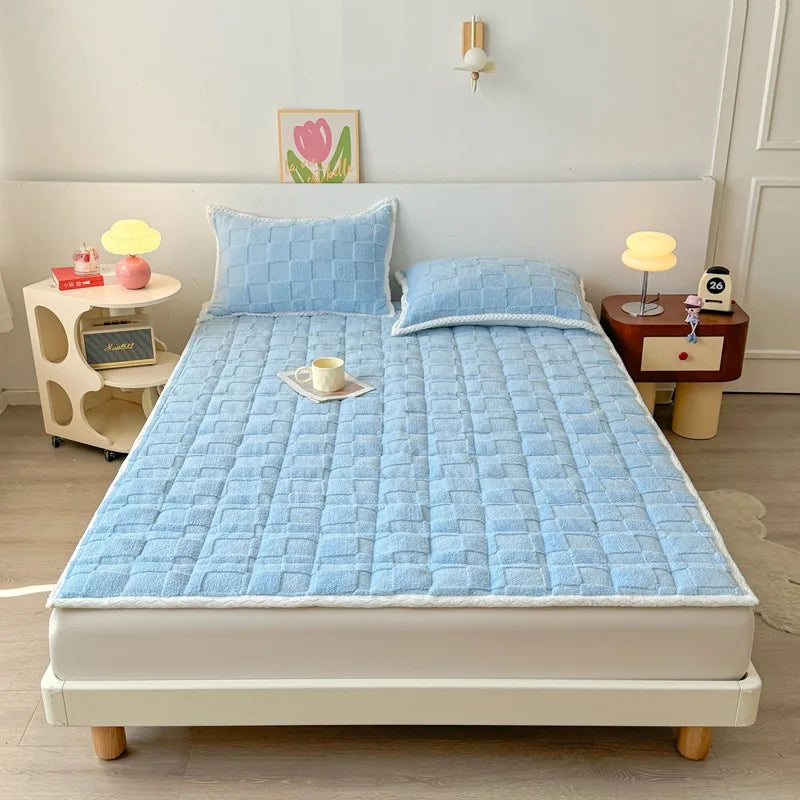 Winter Taft Velvet Mattress Topper Pad Fleece Bedspread Fold Non-slip Thin Tatami Mat Student Dormitory Bed Sheet Mattress Cover