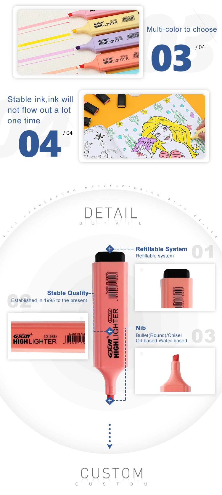 6 PCS Highlighter Marker 6 Fluoreszierende Makronen Farben, Hohe Qualität Rechteckige Marker Student Schreibwaren Büro Schule Kunst Verwenden.