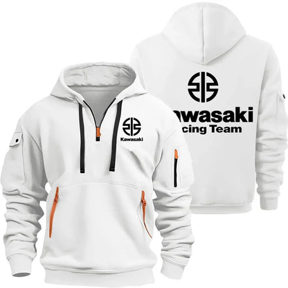 Kawasaki Logo Motorcycle Racing Team Men Half Zipper Hoodie Spring Autumn Male Sweatshirt 2025 New Sport Pullover Clothes.