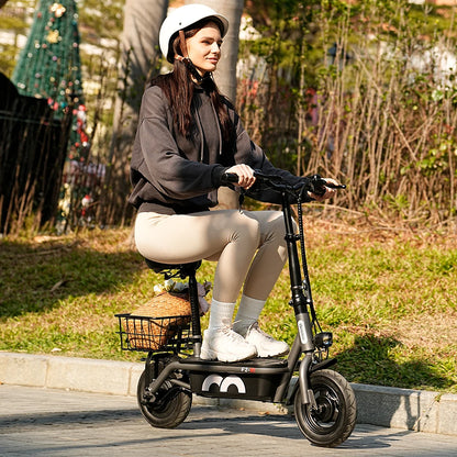 iScooter F2 Foldable Adult Electric Scooter with Seat E-Scooter 30KM/H Electric Kick Scooter 500W Skateboards Kickboard 10 Inch