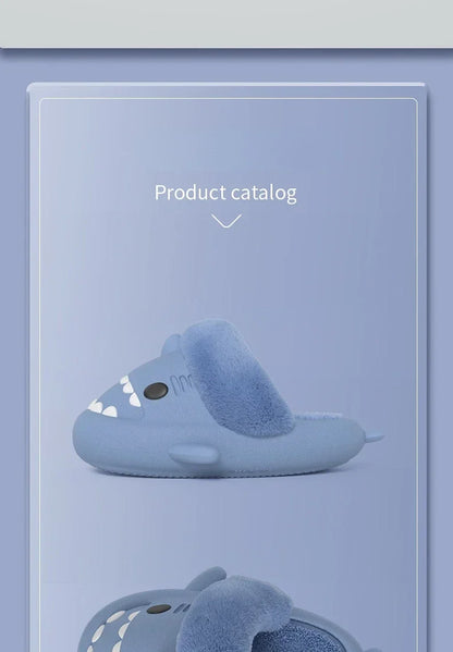 Women Shark Slippers Slides Platform Winter Warm Fluffy Sandal Home Cloud Clapper Soft Room Shoes Children Plush indoor Boy Girl.