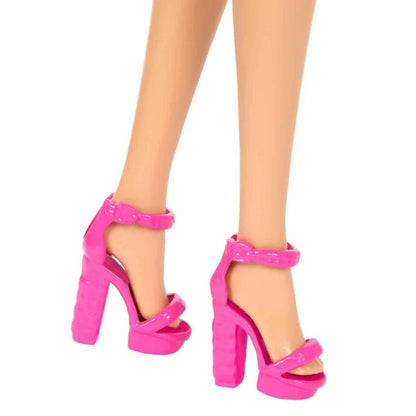 Barbie Fashionistas Doll #213 Wearing Pink Skirt #223 with Blonde Wavy Hair 65th Anniversary Collectible Toy for Girls Gift.