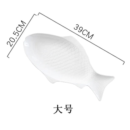 Japanese Ceramic Fish Plate White Irregular Plate Healthy Tableware Kitchen Cookware Dessert Sushi Pasta Plate Hotel Tableware.