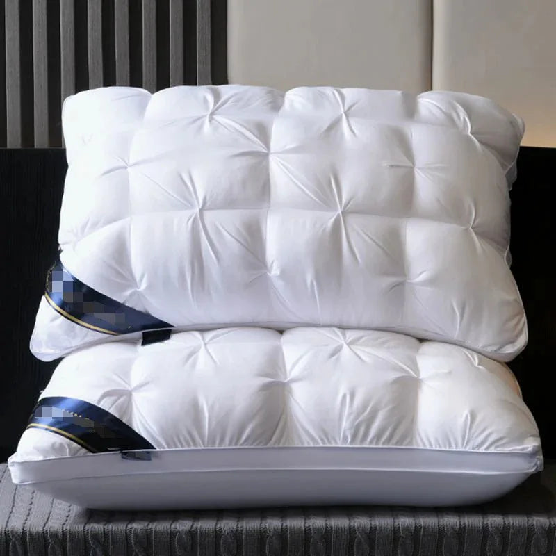 New Hilton Twisted Flower Bread Pillow Feather Velvet Neck Protection Hotel Pillow Core Single Person Not Easy to Collapse.