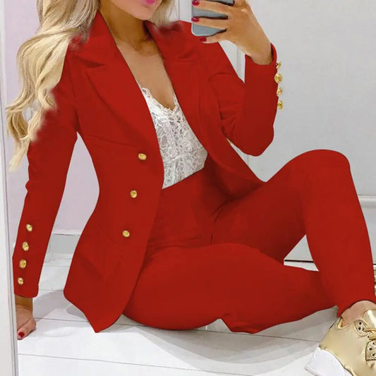 High Waist 2 Pcs/Set Stylish Slim Cardigan Lady Business Two-Piece Set Office Lady Business Suit Cardigan   for Work.