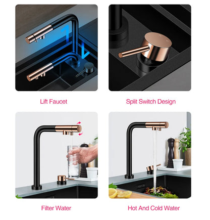 Nanometer Hidden Bar Island kitchen Sink 304 Stainless Steel Flip Cover Hidden Handmade Small Size kitchen Sinks With Cup Rinser