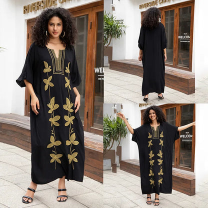 Badeanzug Vertuschungen Stickerei V-Ausschnitt Kurzarm Bad vertuschen für Frauen Kaftan Kleider.