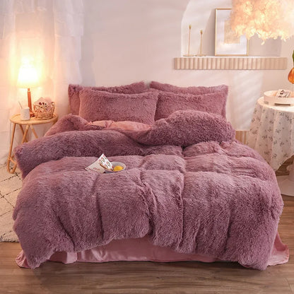 3/4PCS Luxurious Plush Duvet Cover Set – Cozy & Soft Bedding, Perfect for Bedroom Comfort, Ideal for Guest Rooms and Dorm Aesth
