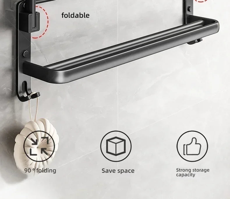 Beliebter Stil, 40/50 cm, selbstklebende Wandhalterung für Badezimmer, wasserdicht und rostfrei, Aufbewahrungsregal mit Haken, Handtuchhalter