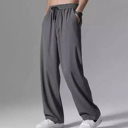 Herren-Freizeithose mit lockerer Passform, ultradünn, vielseitig, gerades Bein, sportlich, drapiert, Eisseidenhose, Sommer, leicht