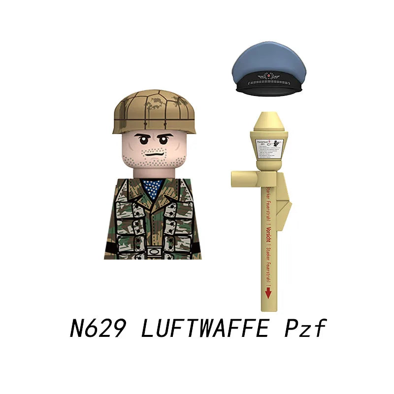 Military WWII Figure Building Blocks Accessories MP40 Rocket Launcher MG42 Officer Army Camouflage Soldier Pzf 98K Toy Gift N029