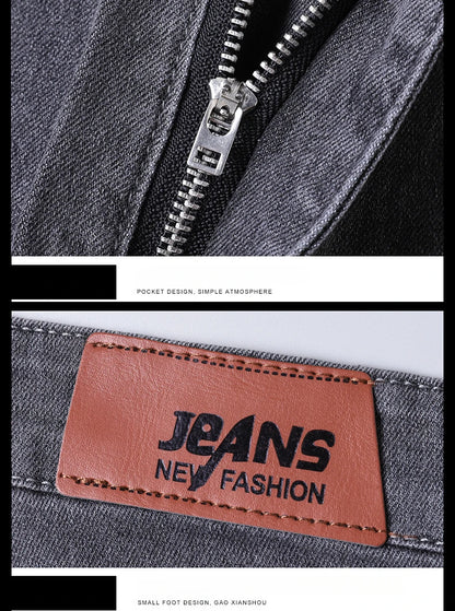 New Pure Gray Korean Slim Jeans Men's Stretch Tight Trendy Jean Trousers Branded Streetwear Comfortable Man Clothing Pants