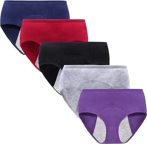 5Pcs Women Protective Cotton Menstrual Period Panties Teens Breathable Leakproof Briefs Women Postpartum Underwear.
