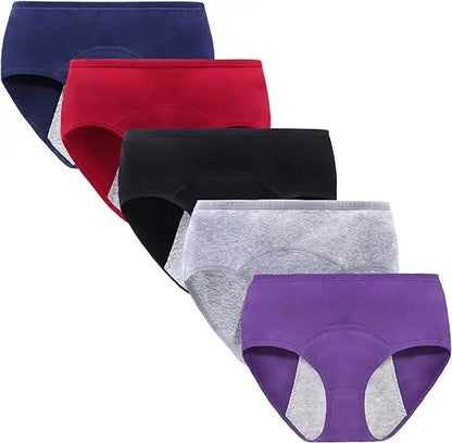 5Pcs Women Protective Cotton Menstrual Period Panties Teens Breathable Leakproof Briefs Women Postpartum Underwear.