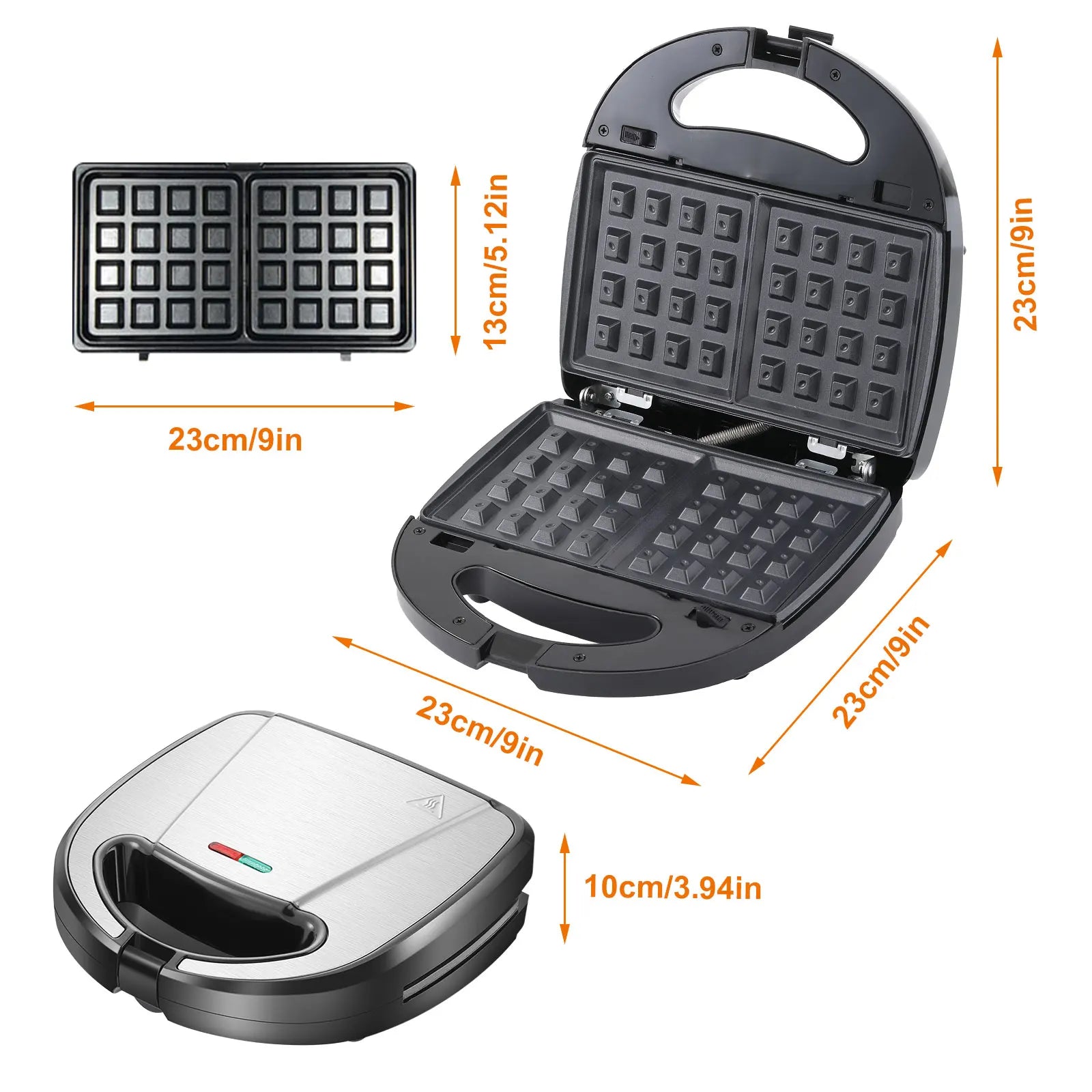 Sandwich Maker 6 in 1 Waffle Maker 750 W Sandwich Toaster with 6 Removable Non-Stick Grill Plates Waffle Iron Breakfast Machine.
