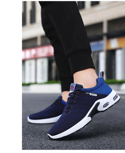 2025 New Men Sneakers Breathable Lace-Up Running Shoes Men Outdoor Walking Shoe Mesh Flying Woven Anti Slip Sports Shoes for Men