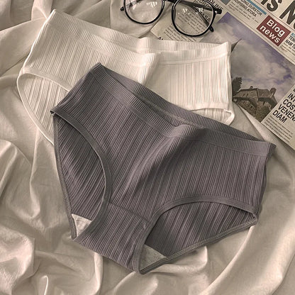 3PCS/Set Sports Style Cotton Women's Panties Girls' Underwear Breathable Mid Waist Shorts Sexy Lingerie Plus Size Solid Briefs.