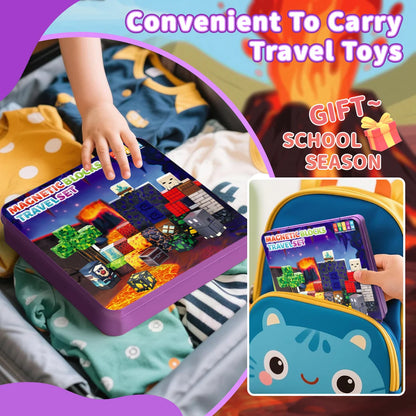 Magnetic Blocks Travel Magnet Cube Magnetic Building Blocks Toys with Portable Iron Box STEM Educational Magnet Toys for Kids.