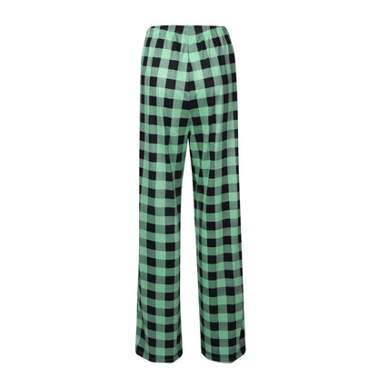 Frauen Weihnachten Pyjama Hosen Herbst Winter Plaid Gedruckt Hosen Mode Lässig Breite Bein Hosen Kleidung Streetwear