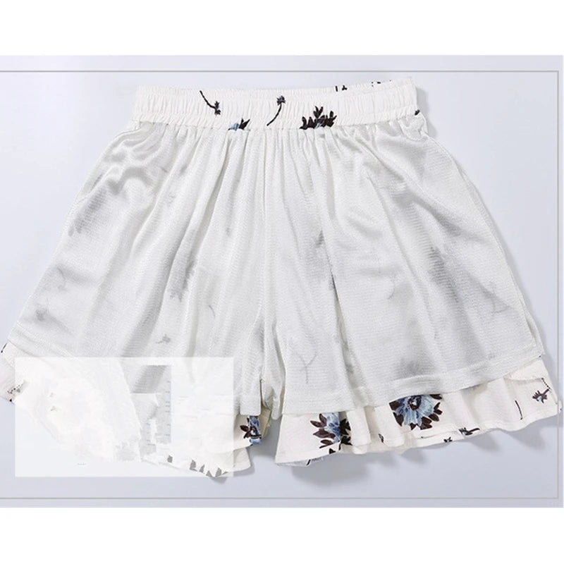 Summer Women Wide Leg Short Pants Skirt, High Waist Loose A-line Skirt Shorts Fashion Casual Chiffon Hot Pant Asian Size M-6XL.