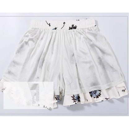 Summer Women Wide Leg Short Pants Skirt, High Waist Loose A-line Skirt Shorts Fashion Casual Chiffon Hot Pant Asian Size M-6XL.
