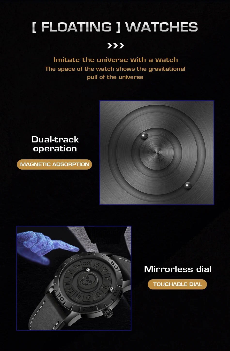 LIGE FOXBOX Unique Design Quartz Man Watch Simple Fashion Leather Belt Casual Sports Magnetic Srolling Beads Skull Men's Watches.