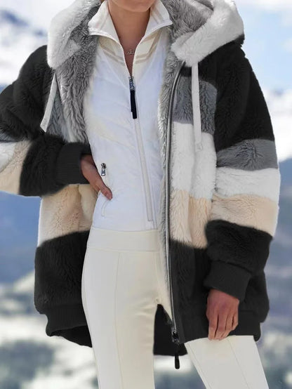 Übergroße Jacke für Frauen 2023 Neue Herbst Winter Warme Plüsch Tasche Mit Kapuze Streetwear Lose Dame Oberbekleidung Mantel Roupas Feminina