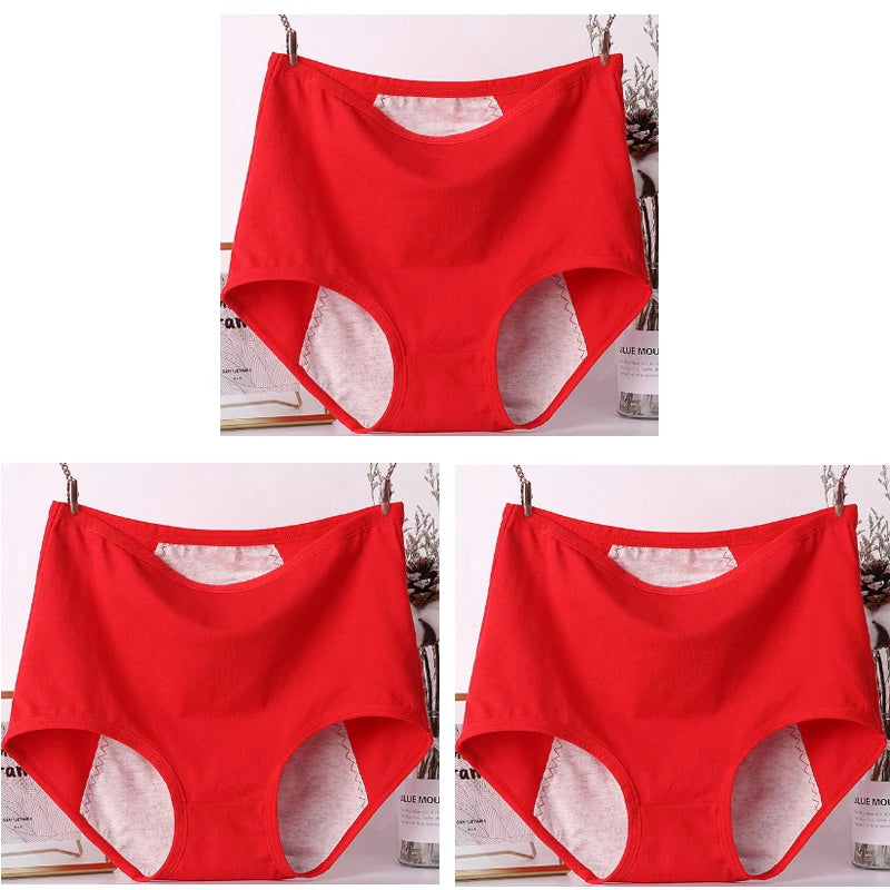 3pcs Girl Menstrual Panties Women's Physiological Briefs Ladies Period Leak Proof Panty High Waist Cotton Underwear.