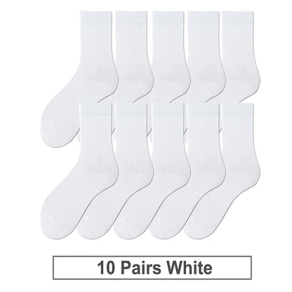 10 Pairs New Men's Cotton Socks New styles Black Business Men Socks Soft Breathable Autumn Spring for Male White