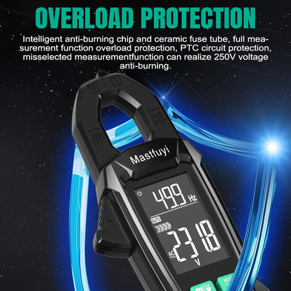 MASTFUYI AC-Stromzangenmessgerät, digital, 10.000 Zählungen, Multimeter, Amperemeter, Spannungsprüfer, Autoverstärker, Hz, Kapazität, NCV, Ohm-Werkzeug