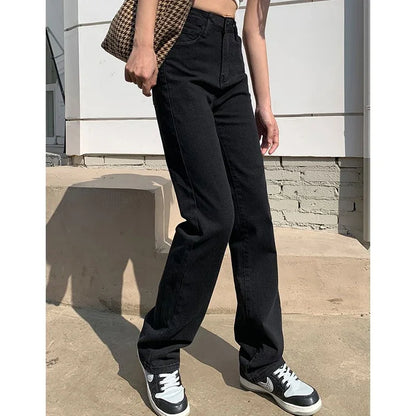 Frau Koreanische Hohe Taille Streetwear Gerade Bein Jeans Mädchen Y2k Kleidung Hosen Weibliche Mode Schwarz Baggy Harajuku Denim Hosen