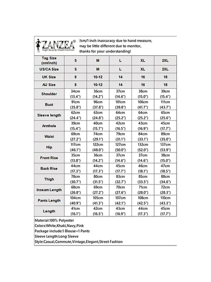 2025 ZANZEA Autumn Pant Sets 2PCS Women Outfits Long Sleeve Cropped Tops Wide Leg Trousers Solid Tracksuits Suit Matching Sets.