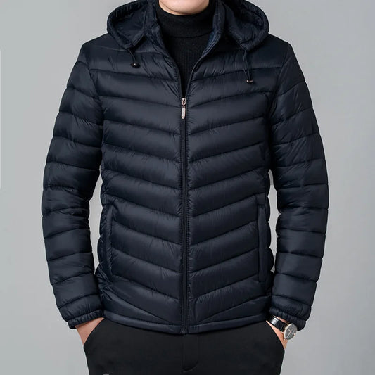 New Autumn Men's Thin Cotton Jacket Ribs Middle-aged and Elderly Hooded Cotton.