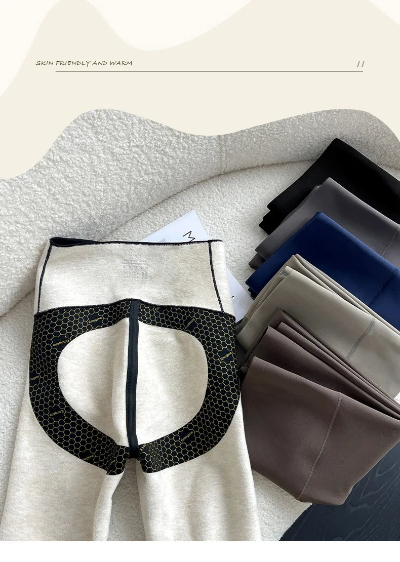 BIVIGAOS New Autumn Winter Cashmere Velvet Shark Leggings Women Red No-trace Thickened High Waist Butt Lifting Warm Leggings.